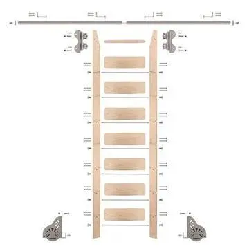 Quiet Glide Maple Library Ladder & 8 Ft Rolling Hardware Kit