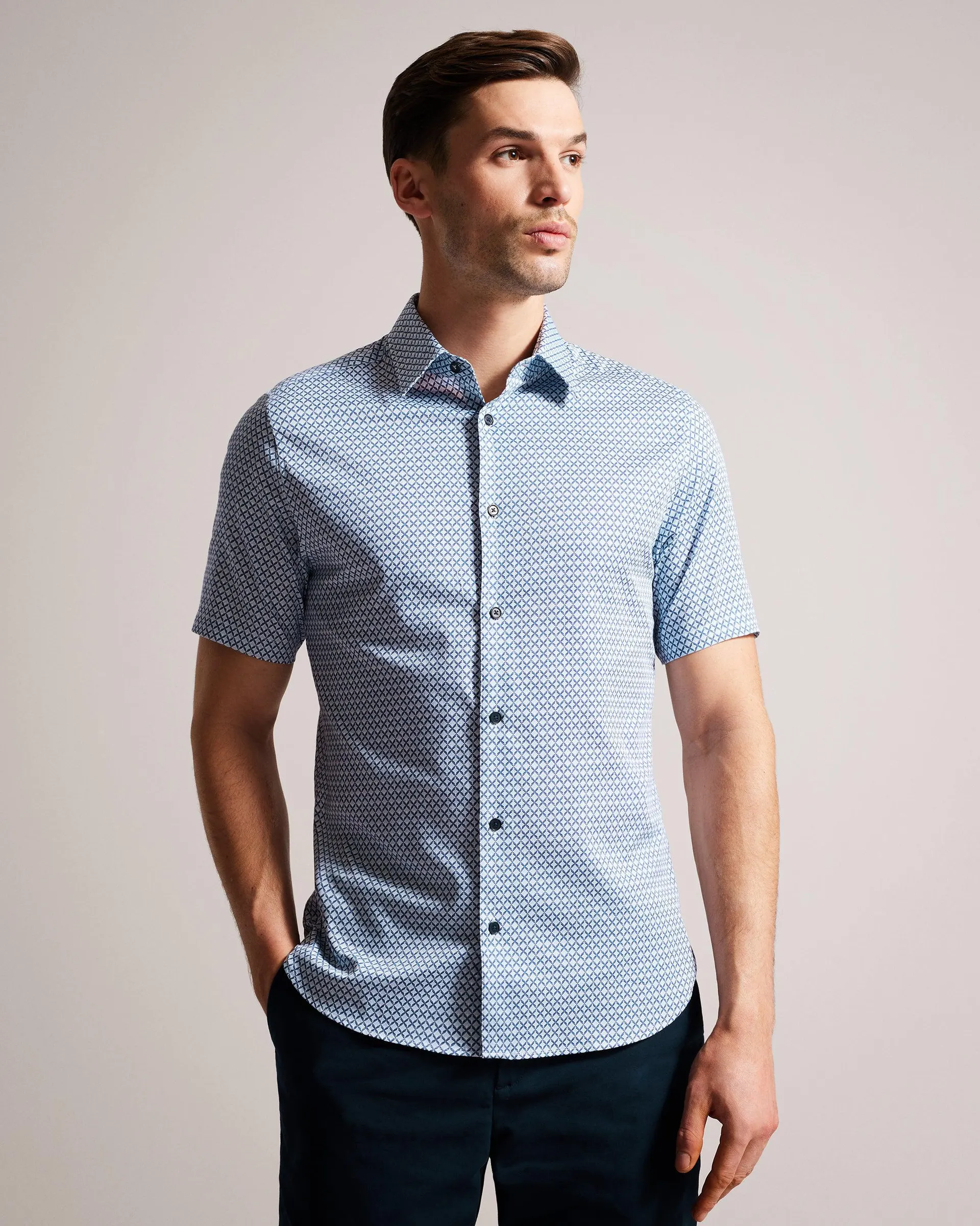 Short Sleeve Geo Print Shirt