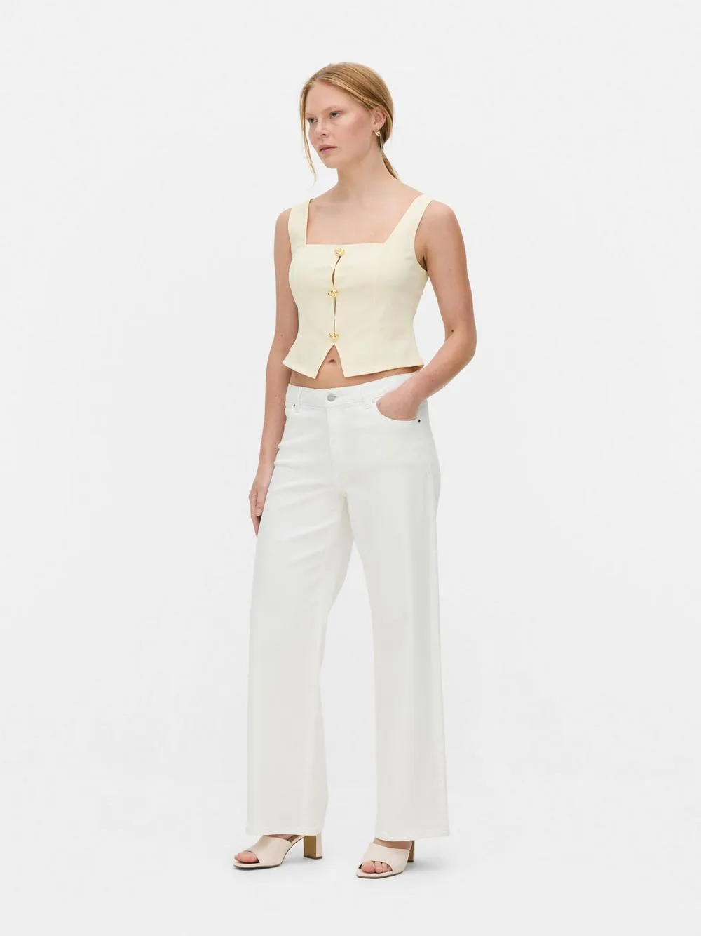 Sleeveless Button-Front Top