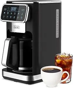 Gevi 12 Cup Programmable Drip Coffee Maker with Touch Screen, Fast and Strong Brew, Auto Shut-Off, 4-Hour Keep Warm Plate, Iced Coffee Option, Anti-Drip System, Permanent Filter