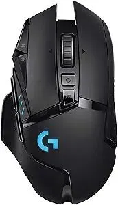 Logitech G502 Lightspeed Wireless Gaming Mouse, Hero 25K Sensor, 25,600 DPI, RGB, Adjustable Weights, 11 Programmable Buttons, Long Battery Life, POWERPLAY-Compatible, PC/Mac - Black