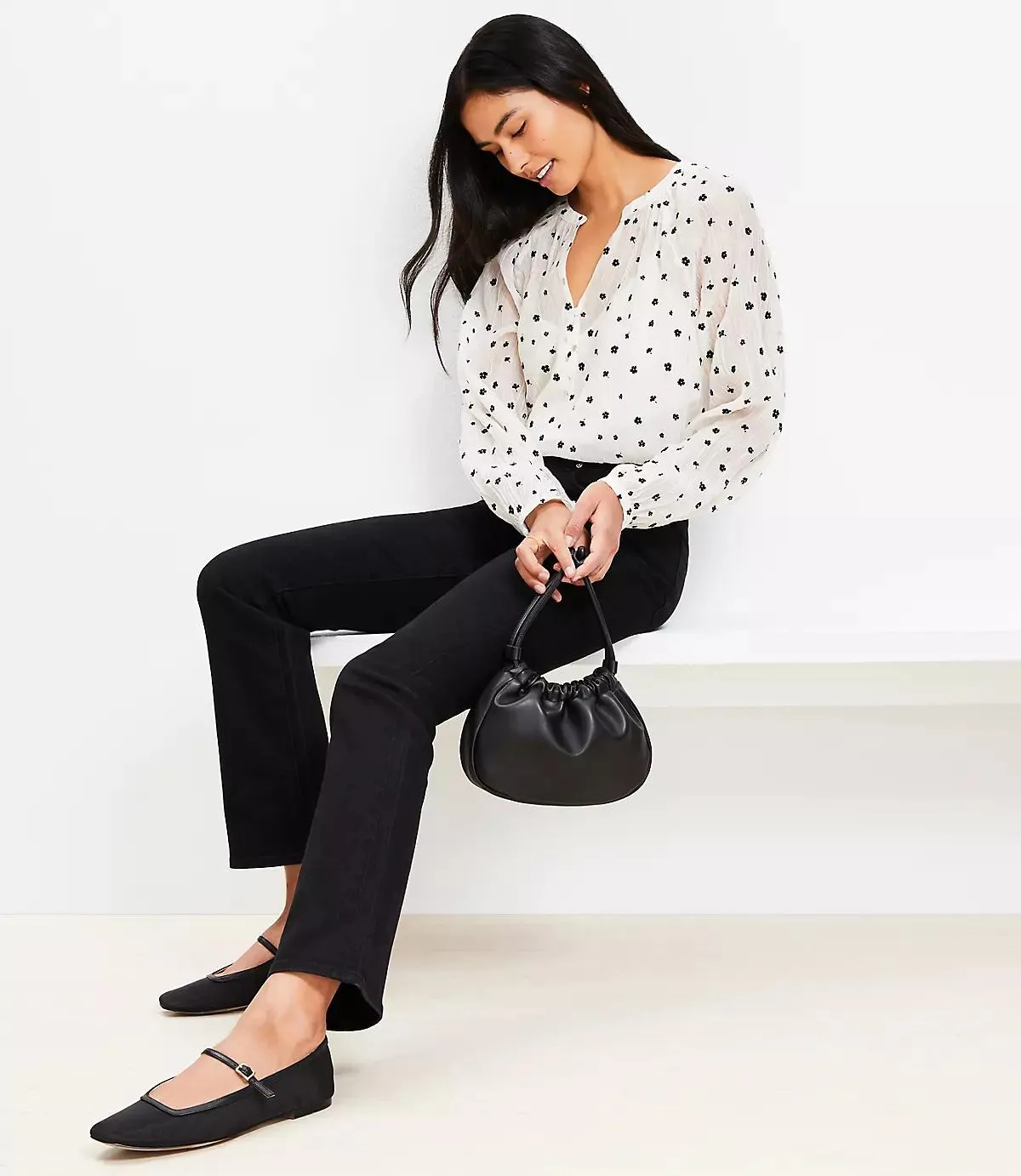 Flocked Cutaway Blouse
