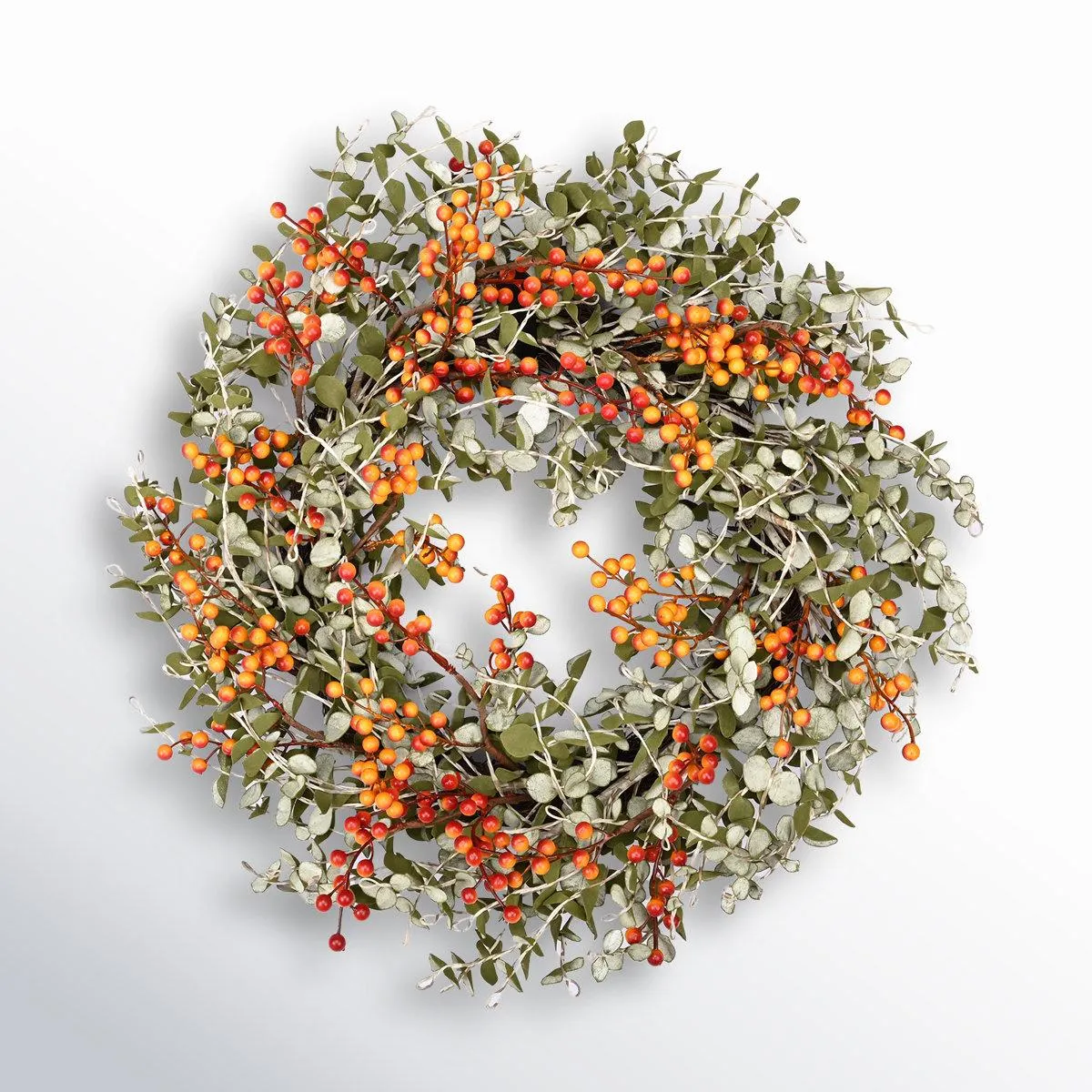 24" Artificial Eucalyptus Berry Thanksgiving Fall Front Door Wreath