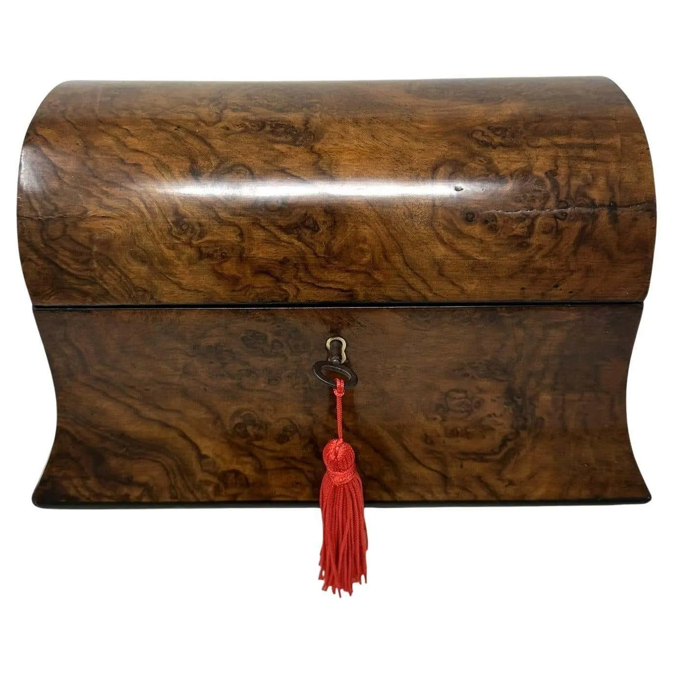 Antique English Burl Burr Walnut Wooden Victorian Double Tea Caddy 19th Century