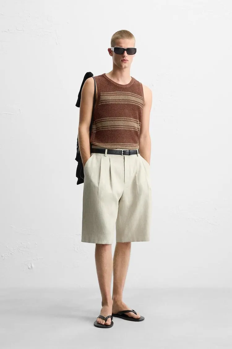 LINEN-VISCOSE KNIT TANK TOP