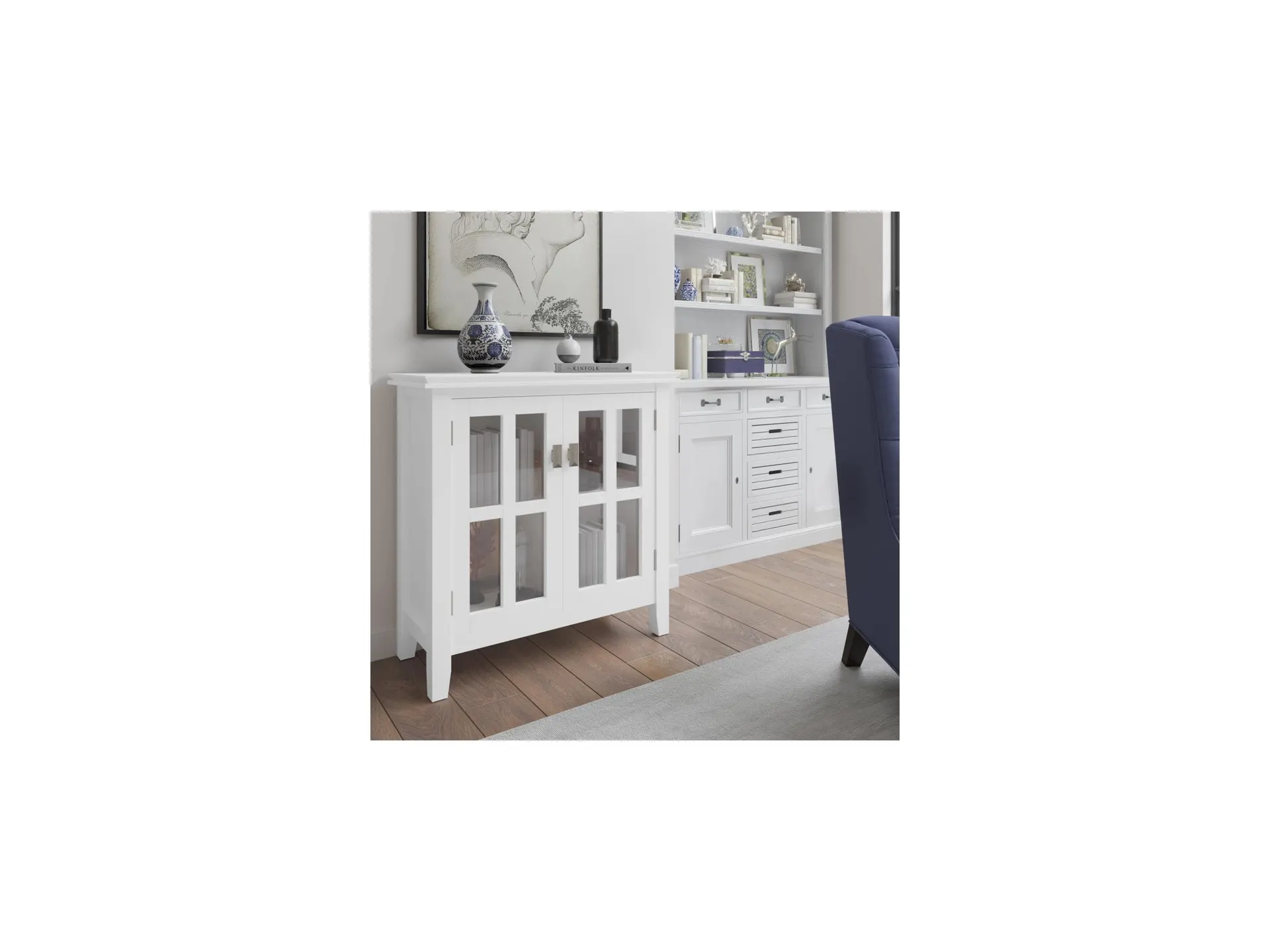 Artisan SOLID WOOD 30 inch Wide Transitional Low Storage Cabinet in White