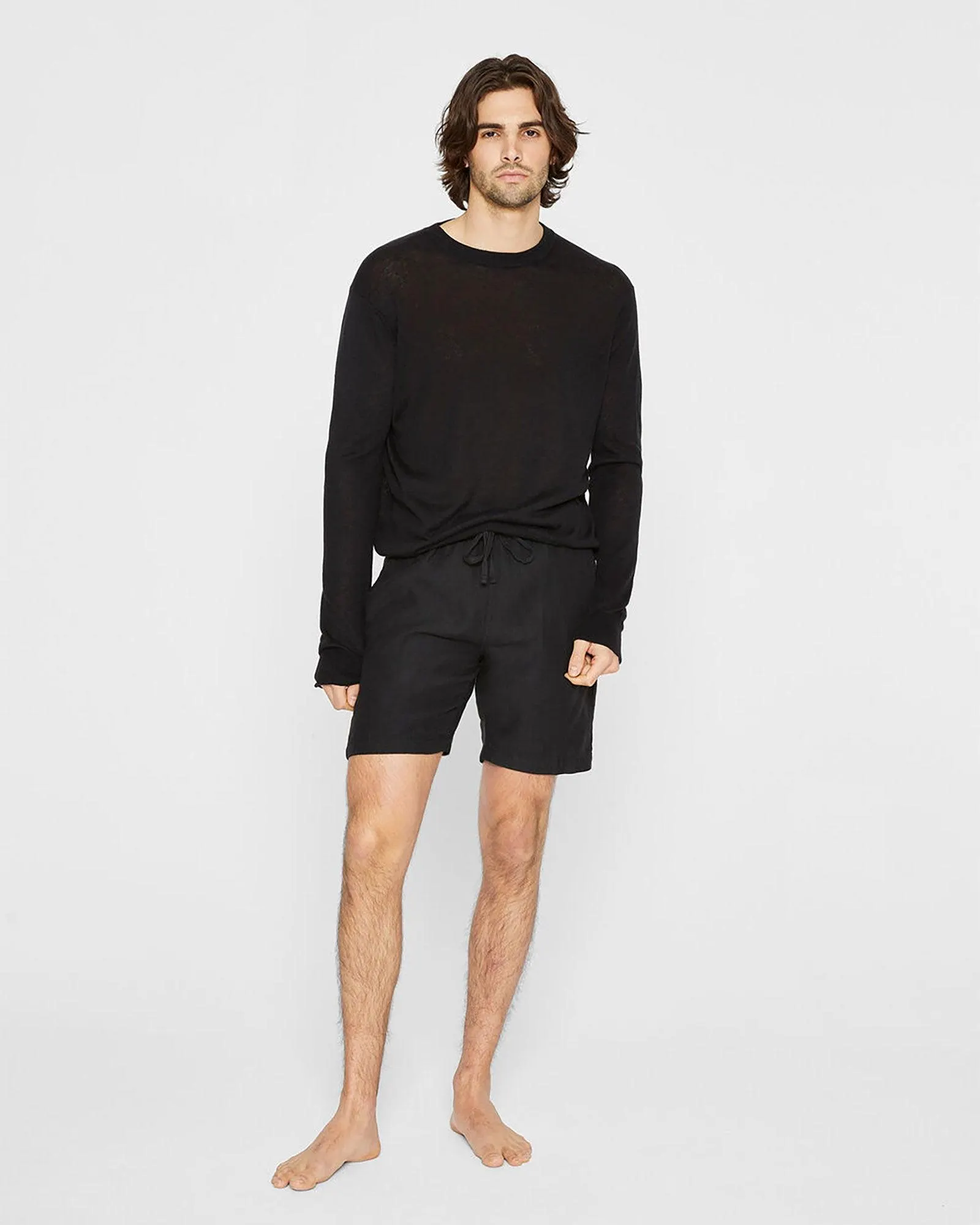 Onia Linen Blend Solid Swim Trunks