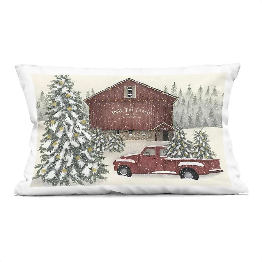 Stupell Industries Winter Pine Tree Farm Decorative Printed Pillow Design by Linda Spivey