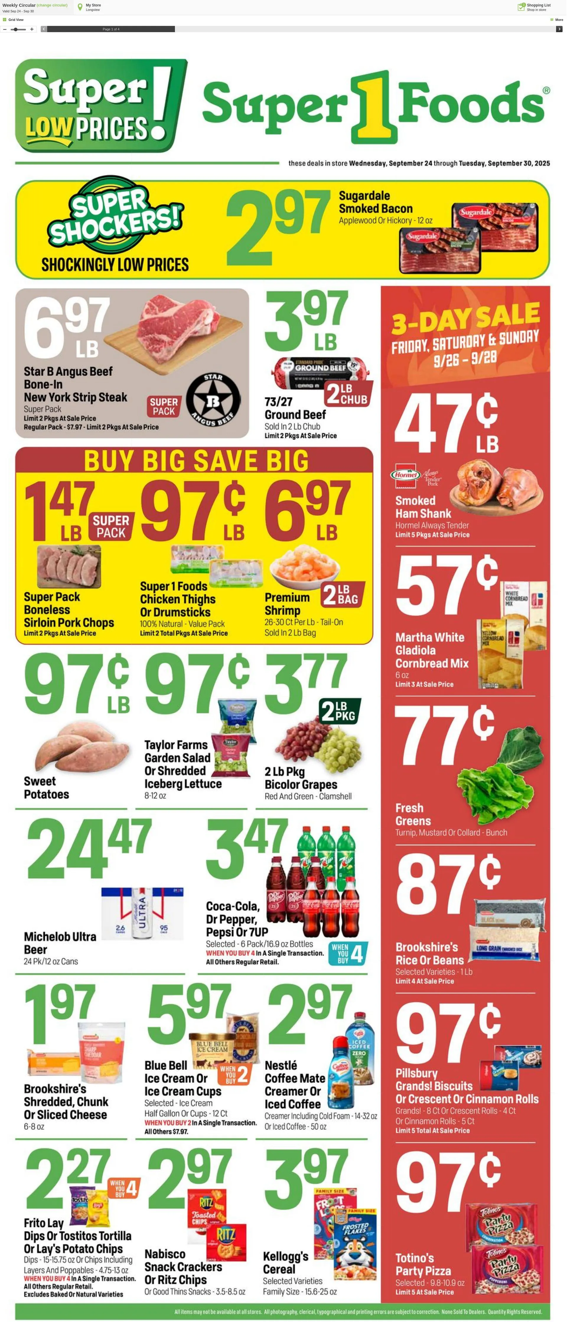 Weekly ad Super1Foods from September 24 to September 30 2025 - Page 1