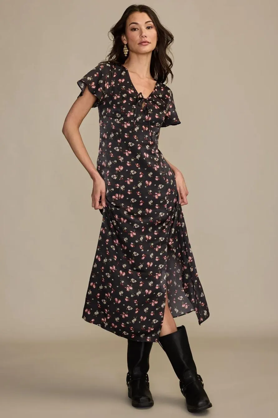 flutter sleeve midi dress