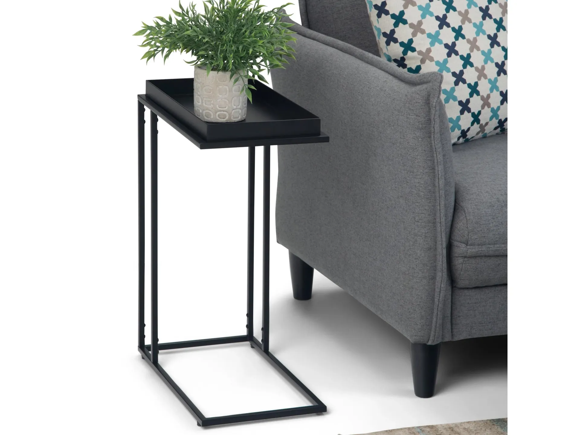 Simpli Home Garner Tray Top C-Shaped End Table