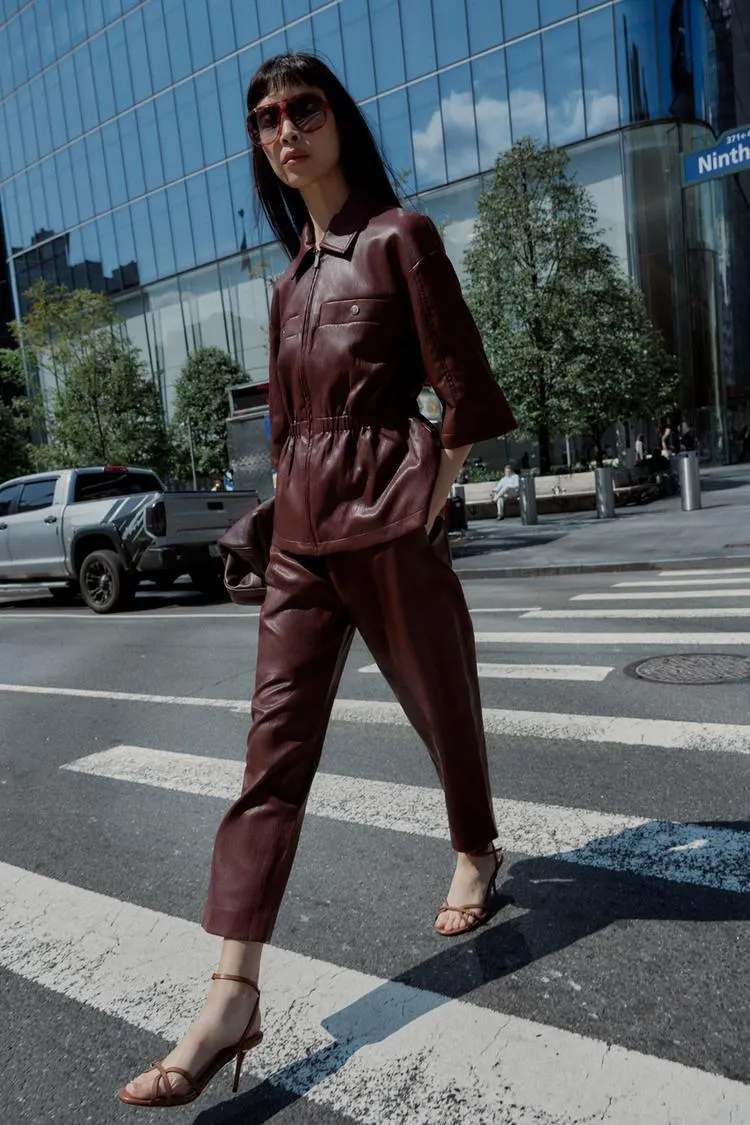 FAUX LEATHER BLAZER