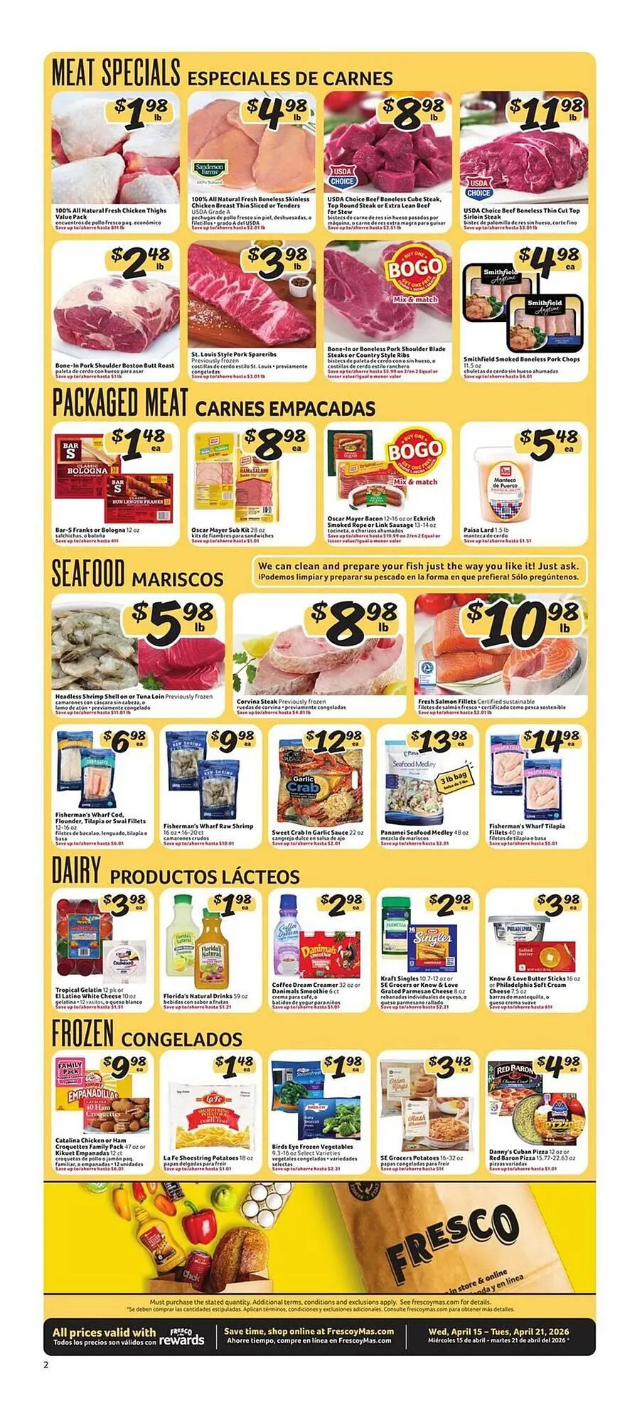 Weekly promotion Fresco y Más weekly ad spanning from April 15 to April 21 2026 - Page 2 for Catalogue 365
