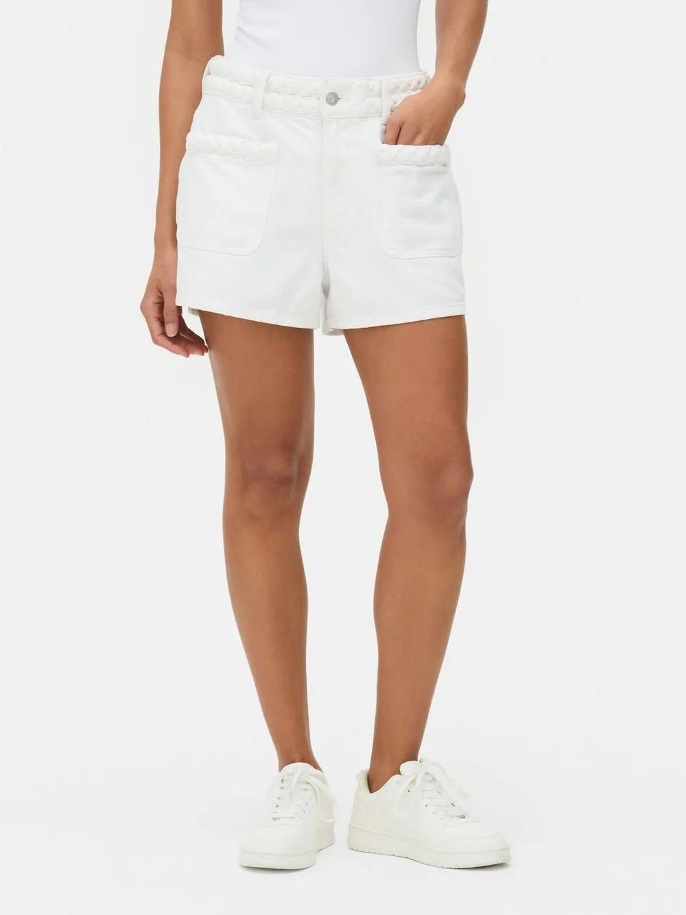 Braid Detail Denim Shorts