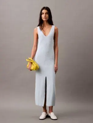 Boucle Ribbed Sleeveless Midi Dress