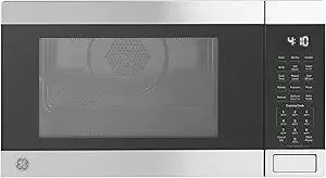 GE GCST10A1WSS 4-in-1 Microwave Oven, 1,050 Watts Air Fryer, Broiler & Convection Mode, Child-Lock Technology, Kitchen Essentials for The Countertop or Dorm Room, 1.0 Cu. Ft, Stainless Steel