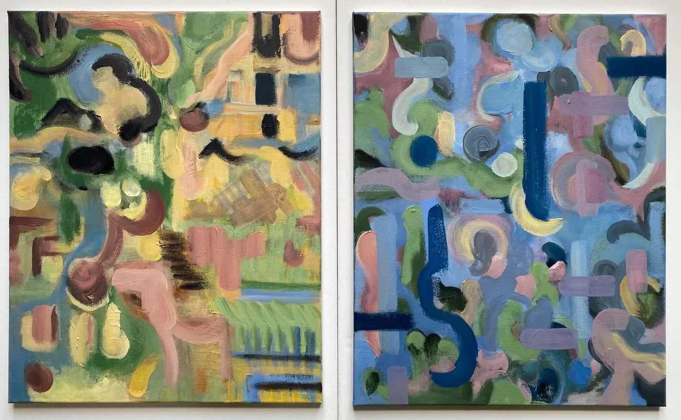 Shizico Yi Original Diptych-Spring Duet-British Awarded Artist-Abstract-Contemporary UK 2025