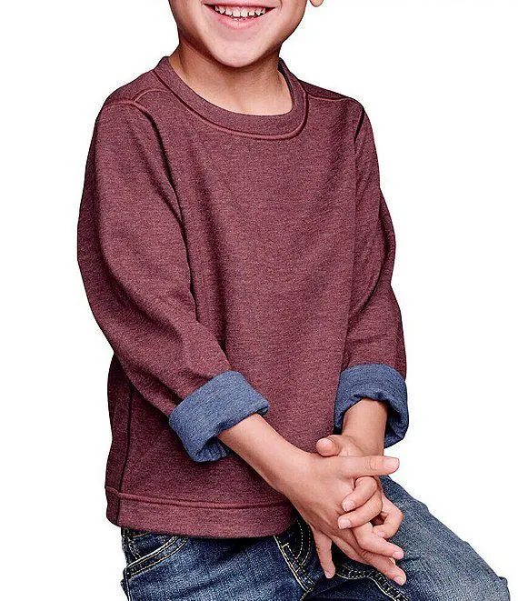 Little/Big Boys 4-16 Long Sleeve Reversible Solid Crewneck