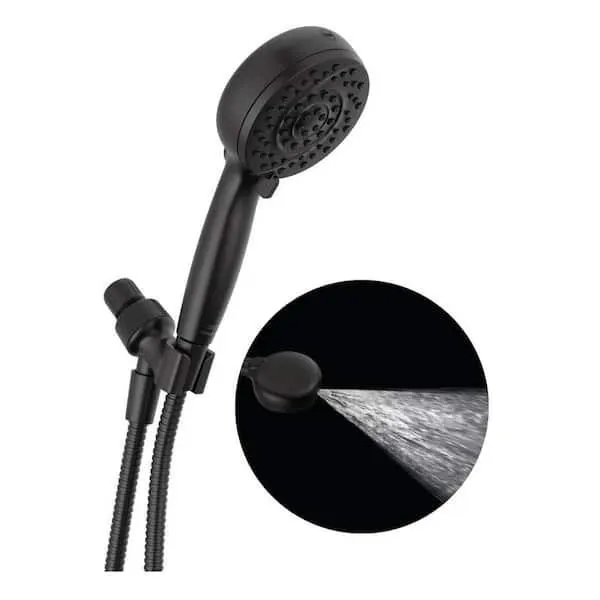 ProClean 6-Spray Wall Mount Handheld Shower Head 1.75 GPM in Matte Black