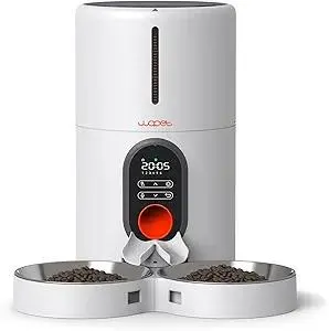 WOPET Automatic Cat Feeders 2 Cats-(𝟮𝟬𝟮5 𝗨𝗽𝗴𝗿𝗮𝗱𝗲) Timed Cat Feeder with Stainless Steel Bowl, Programmable 1-6 Meals Control, Dual Power Supply Auto Pet Feeder for Cats and Dogs