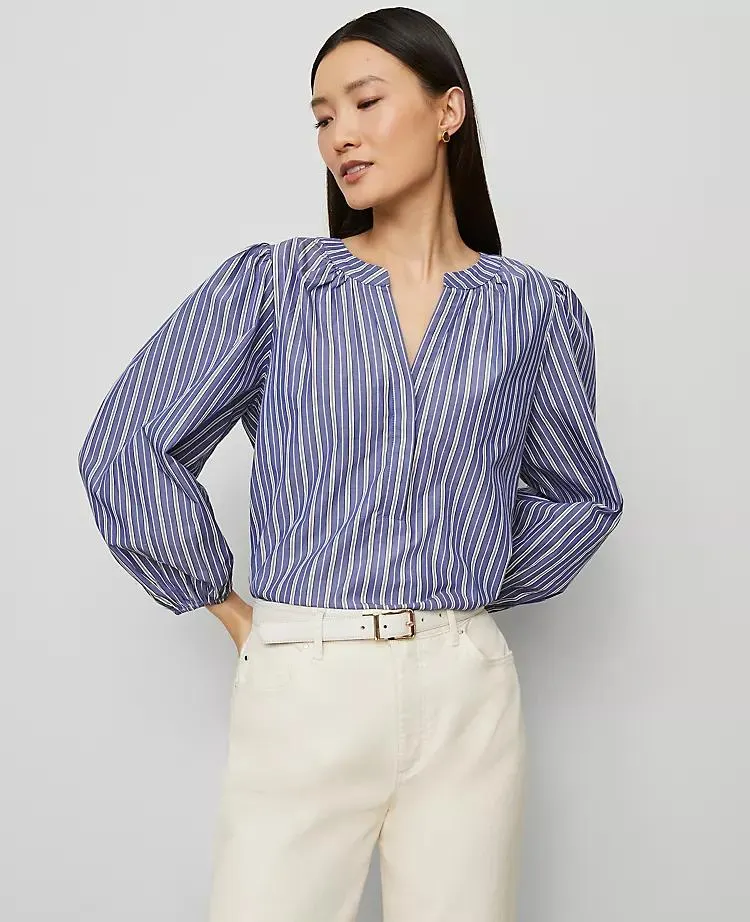 Striped Puff Sleeve Blouse