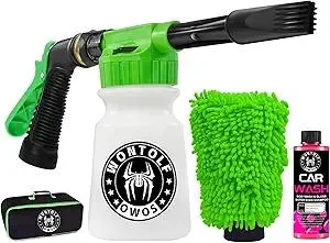 Car Wash Foam Gun Foam Cannon Sprayer Kit with Car Wash Soap, Microfiber Car Wash Mitt, Storage Bag - Car Wash Kit - Snow Foam Blaster - Connects to Garden Hose - Car Accessories for Men