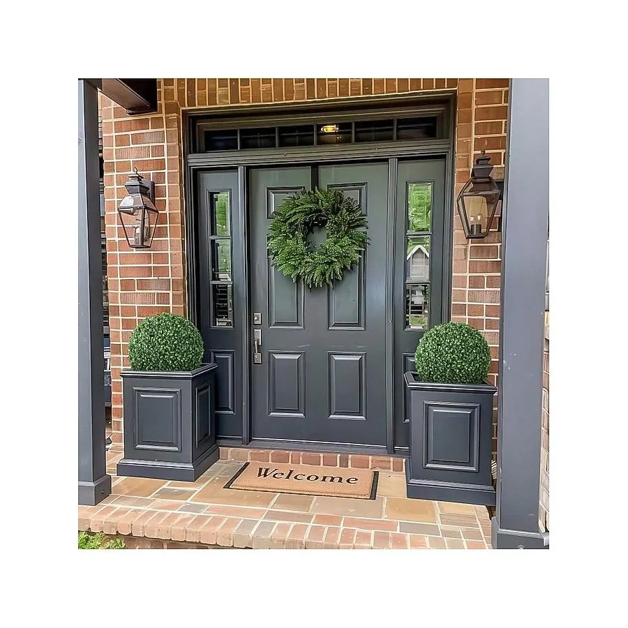 Qeetex 16 Inch Artificial Plant Topiary Ball-Pre Lit Artificial Topiary Plant With 8 Mode-40 Led Lights-Battery Operated.And Remote Control-Light Plant Ball For Backyard-Wedding And Home Décor 2 Pack