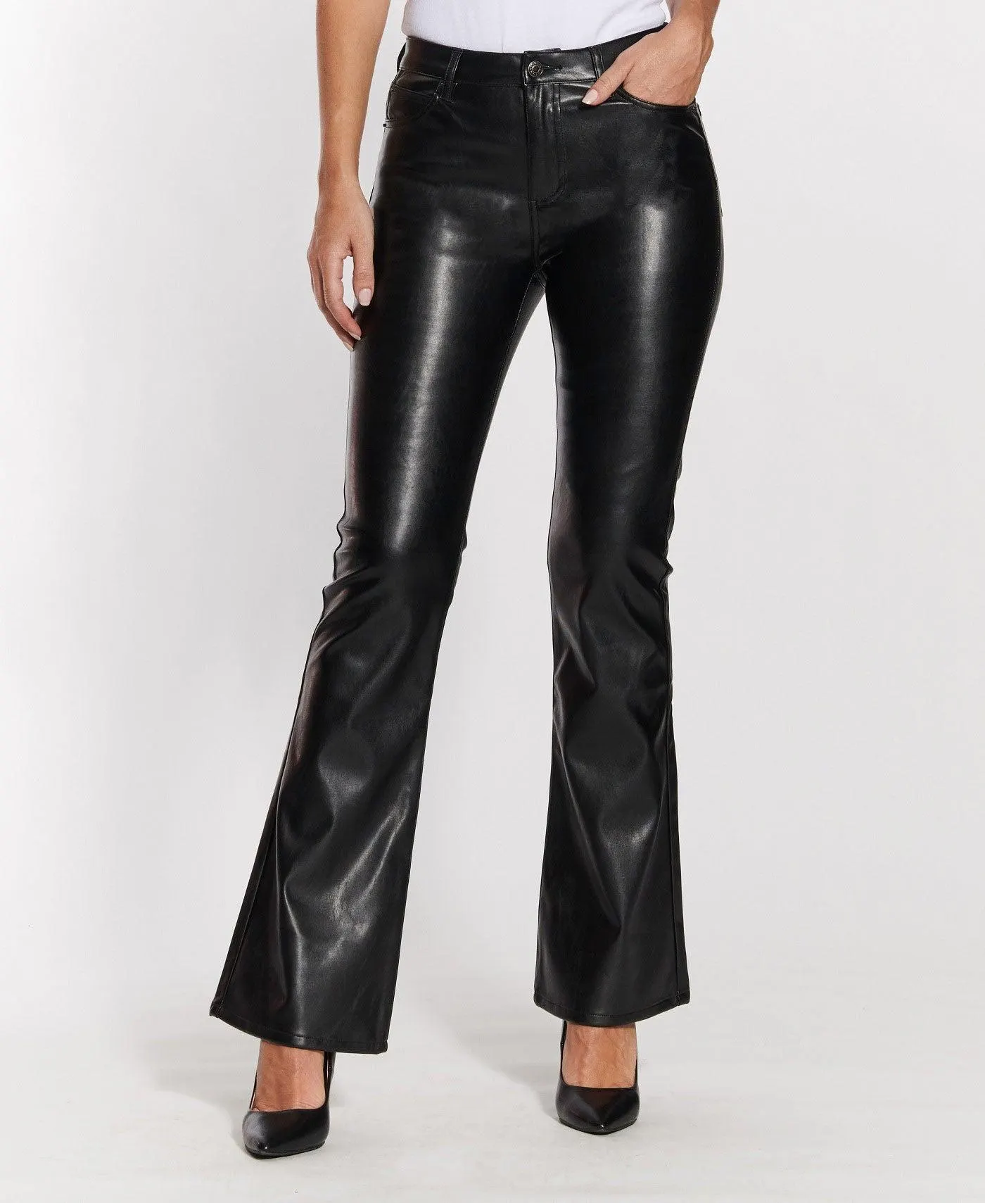 High-Rise Faux Leather Flares