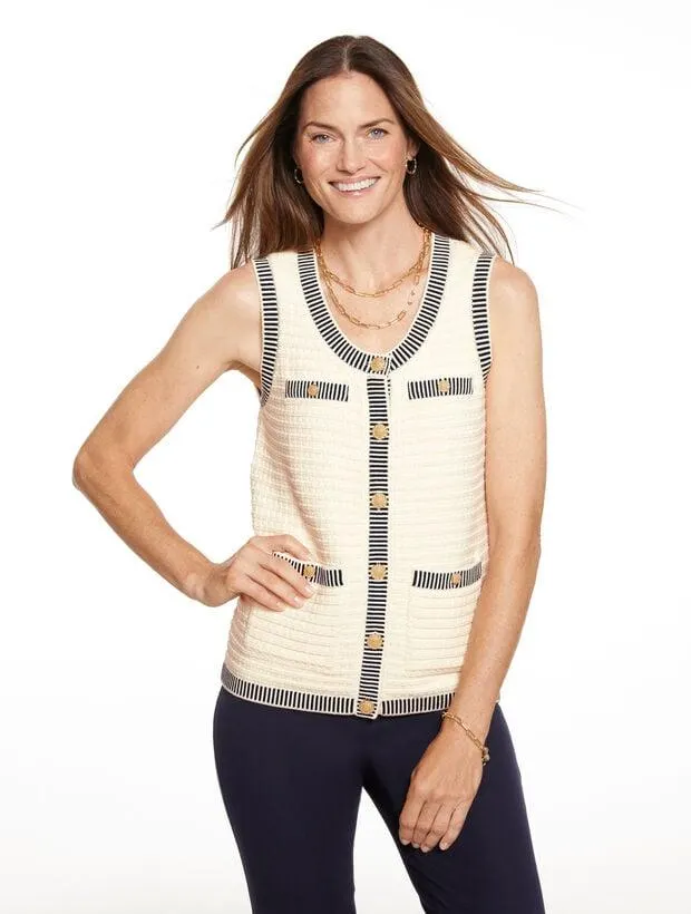 Plaited Trim Sweater Vest