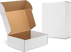 White Shipping Boxes 12x9x4" 20 Pack- Corrugated Cardboard Mailing Box for Small Business, Tab Locking Literature Mailer Packaging Supplies for Packing Gifts Craft