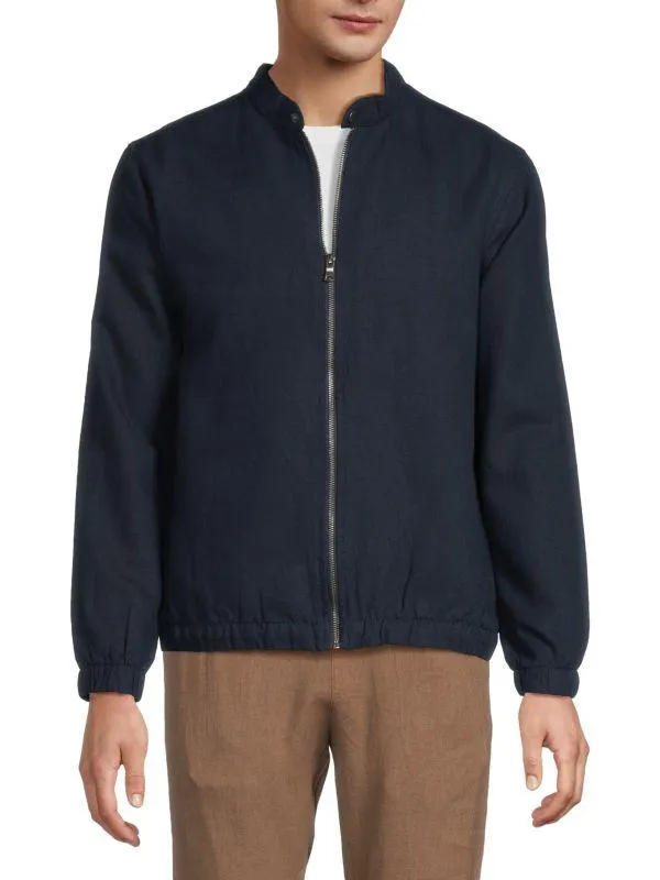 Linen Blend Bomber Jacket