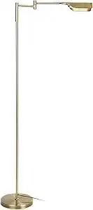 Brightech Leaf Pharmacy LED Reading Lamp, Dimmable Floor Lamp with Easy Rotation over Chair or Desk for Living Rooms & Offices, Adjustable Standing Tall Lamp, For Sewing & Crafts, Antique Brass (Gold)