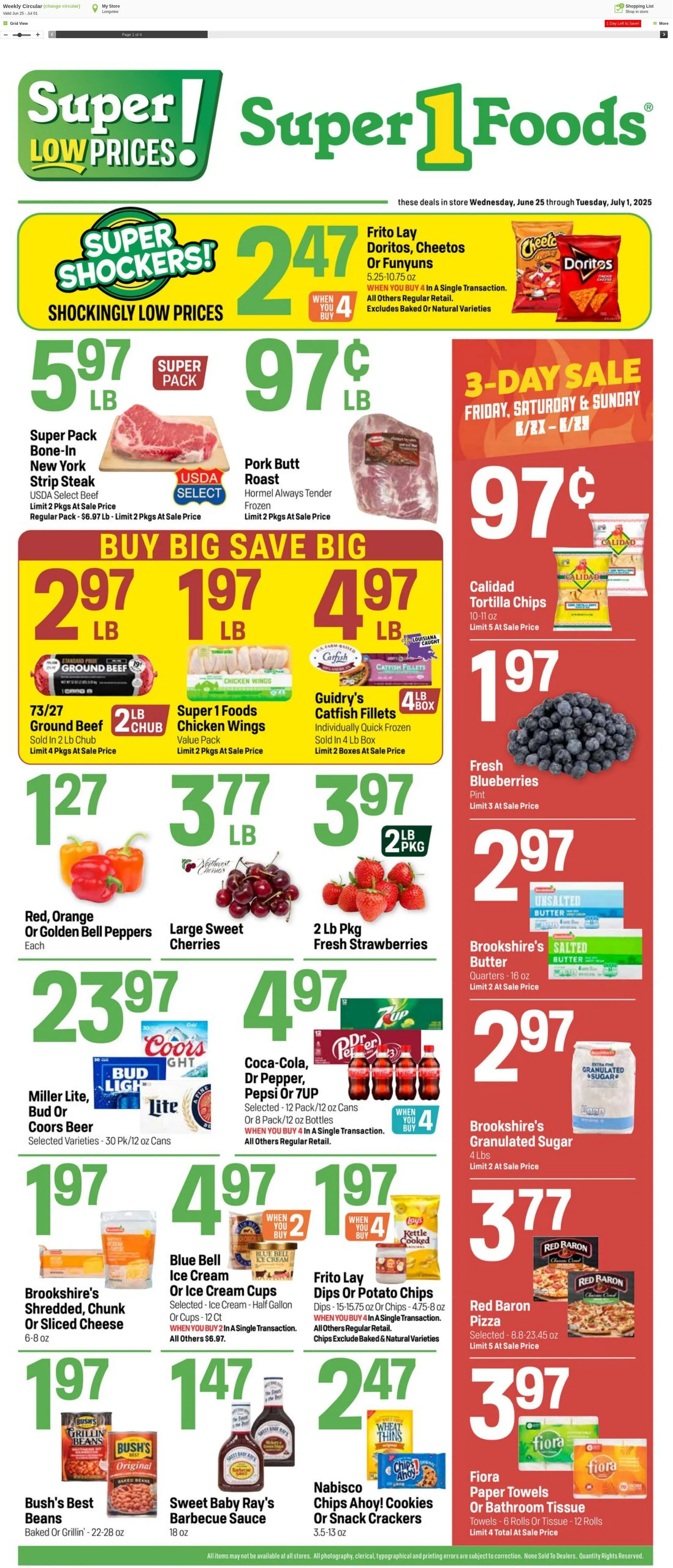 Weekly ad Super1Foods from July 2 to July 8 2025 - Page 1