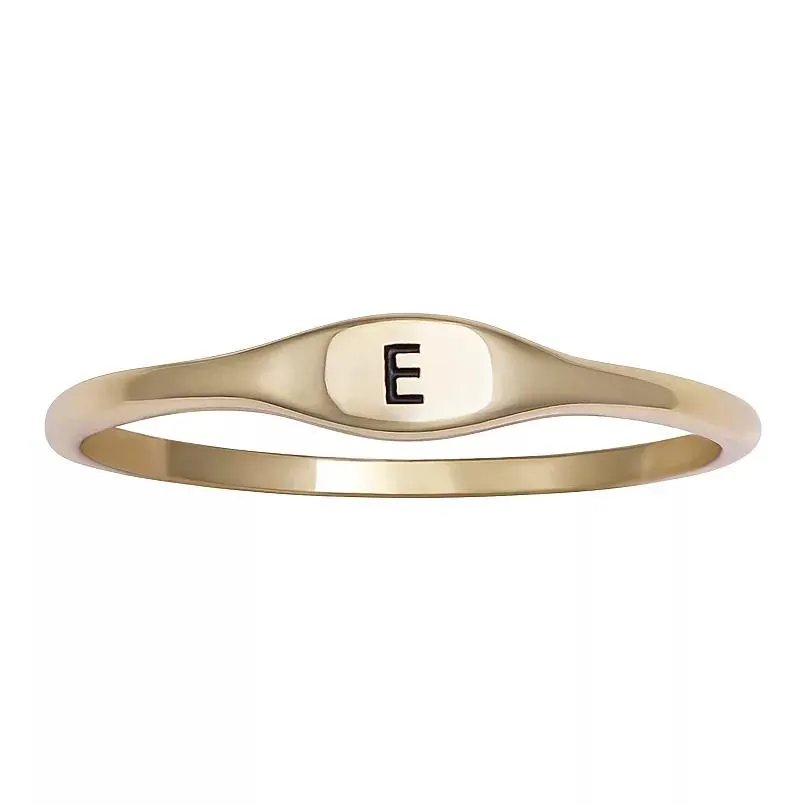 PRIMROSE Polished Oval Oxidized Initial Ring