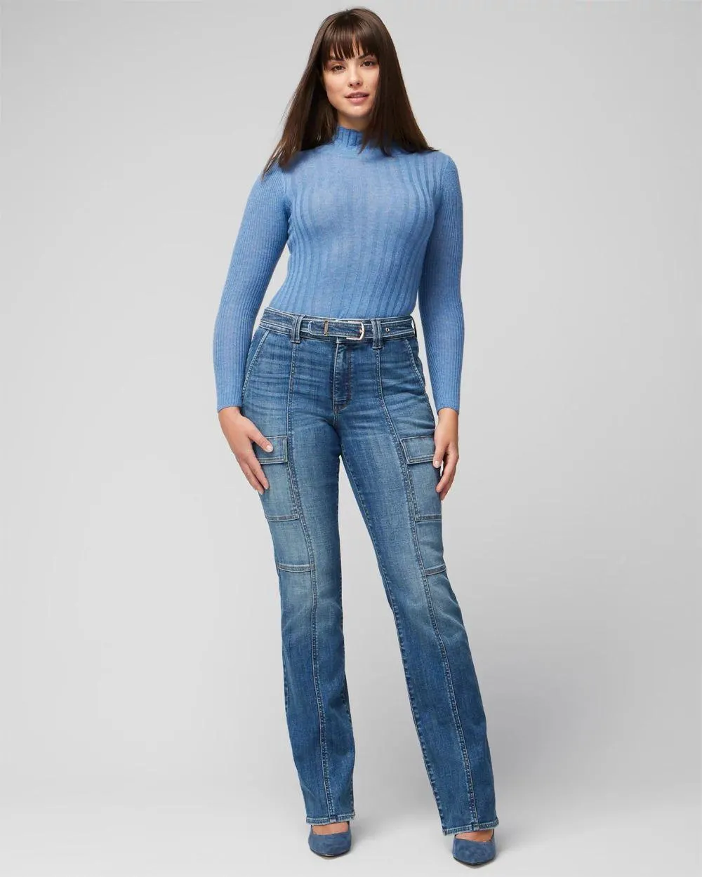 Curvy High-Rise Cargo Bootcut Jeans