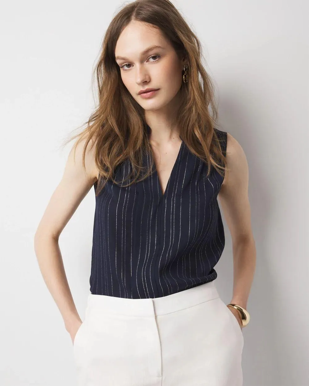 Pinstriped Pleated Shell