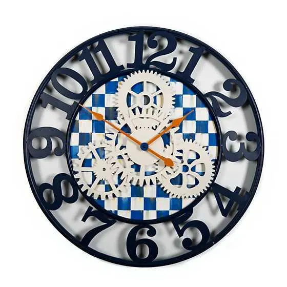 Royal Check Large Farmhouse Wall Clock