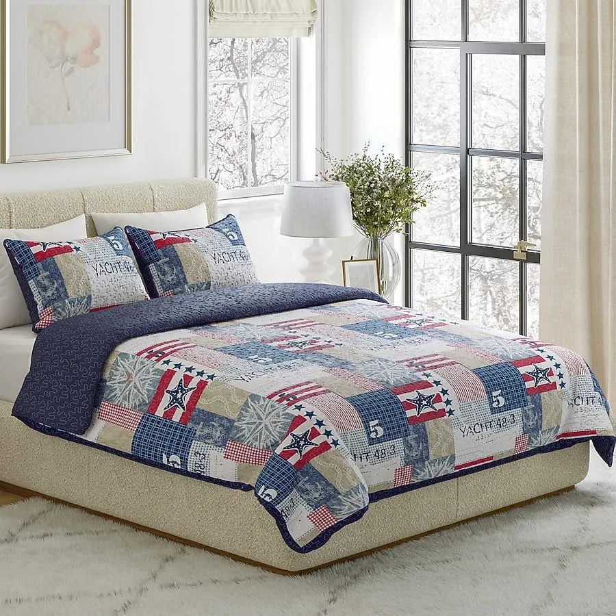 Hastings Home Comforters Multi-colored Multi Reversible King Quilt