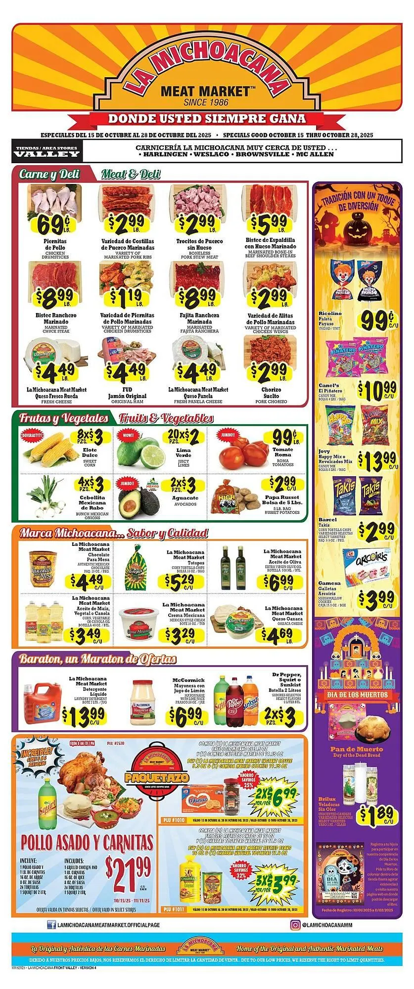 Weekly ad La Michoacana weekly ad from October 15 to October 28 2025 - Page 1