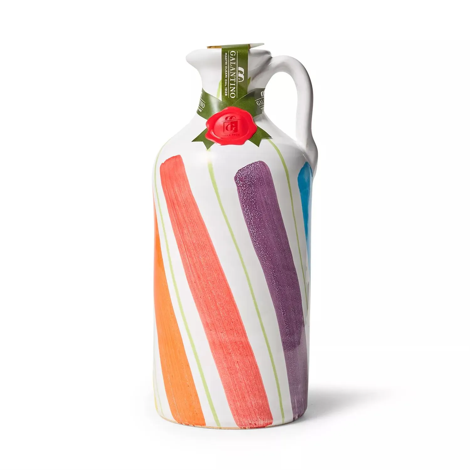 Frantoio Galantino Extra Virgin Olive Oil with Hand-Painted Ceramic Splatter Jug