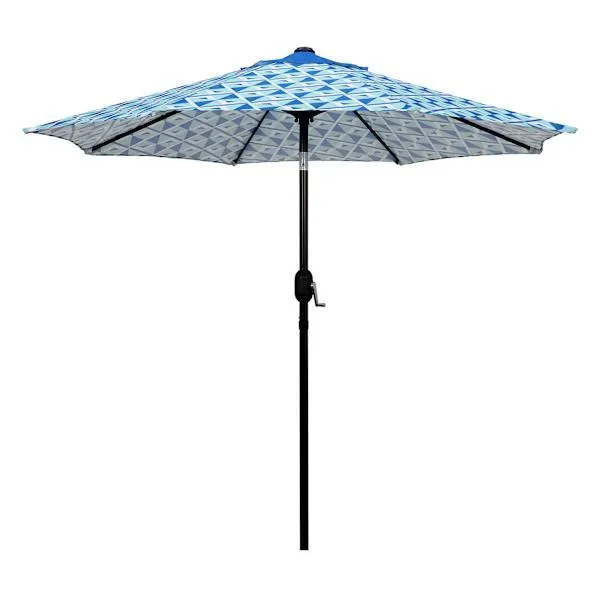 Blue Pinwheel Crank & Tilt Round Patio Umbrella, 7.5'
