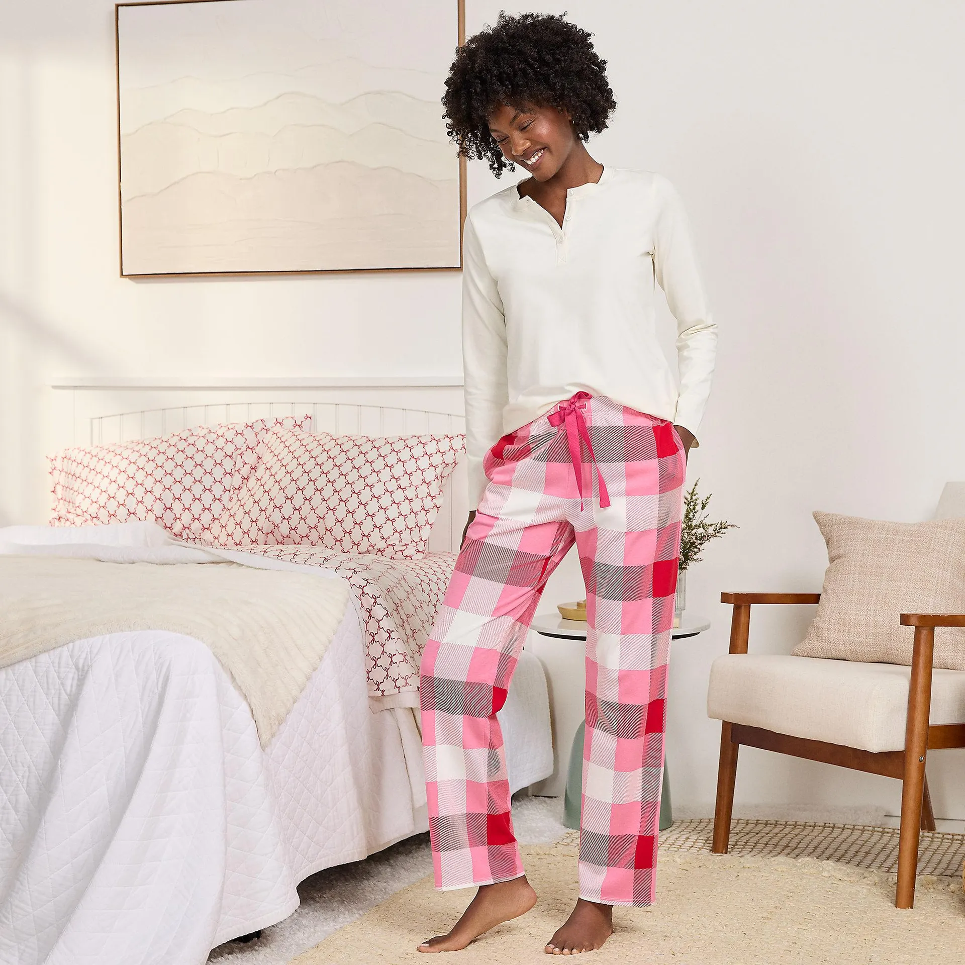 Women's Knit 2 Piece Pajama Set - Long Sleeve Top and Pants