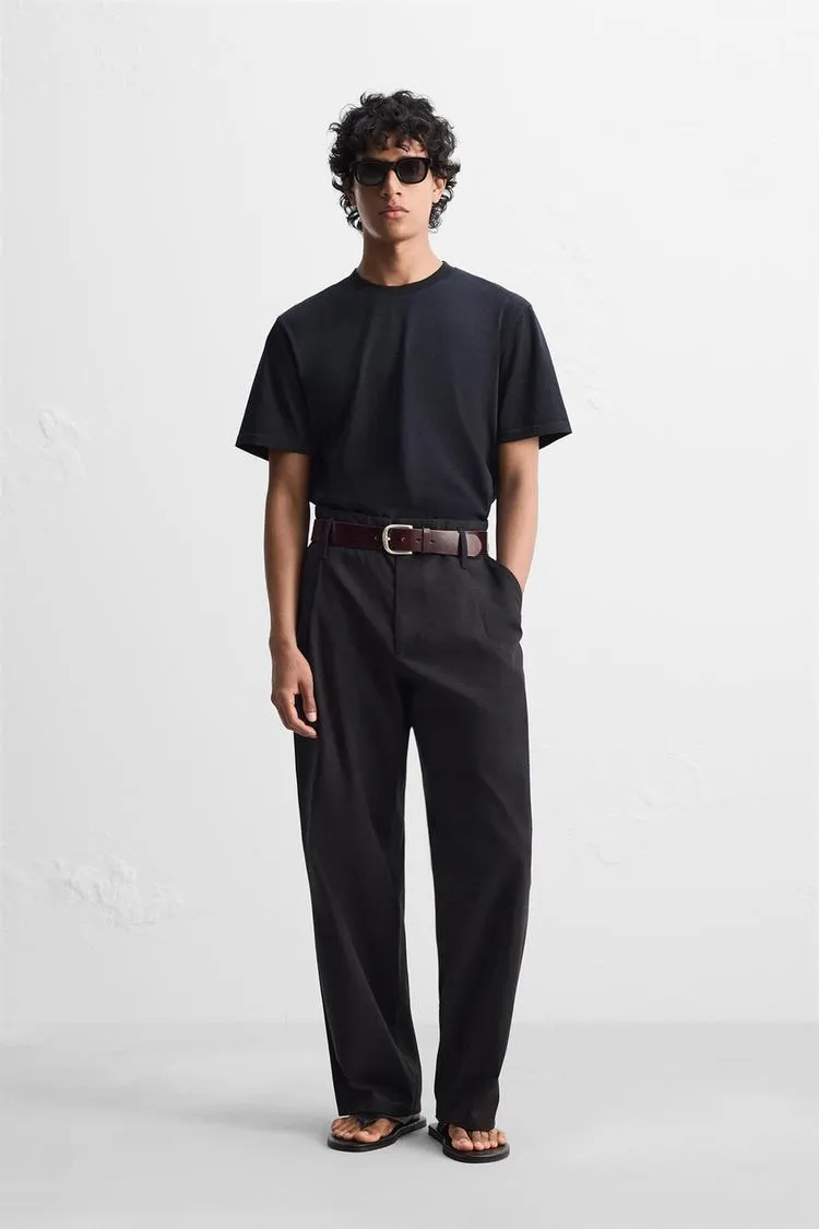 WIDE FIT COTTON-VISCOSE PANTS