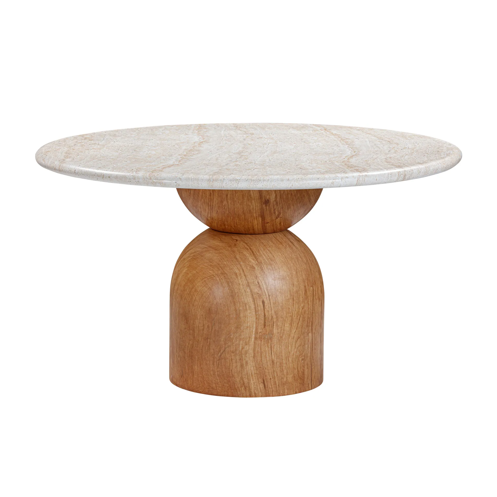 Cynthia 54" Travertine Concrete Indoor / Outdoor Round Dining Table