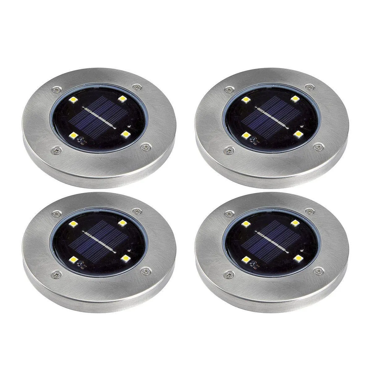Solar LED In-Ground Disk Lights, 4-Pack
