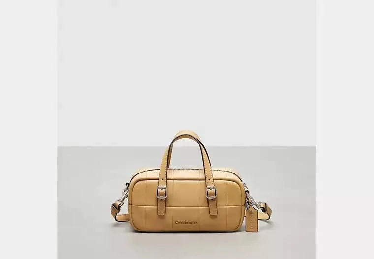 Alter/Ego Mini Satchel Bag In Checkerboard Upcrafted Leather With Crossbody Strap