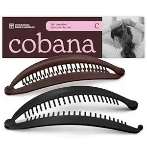 Cobana Banana Clip - Volumizing Claw Clips & Styling Accessories for Thick & Thin Hair - Large 6'' Set of 2 (2pc Black and Brown)