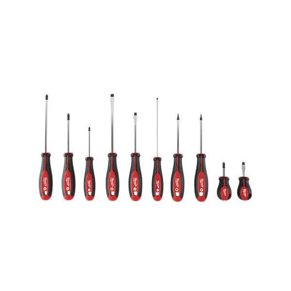 48-22-2710 Screwdriver Kit, 10-Piece, Chrome, Black/Red
