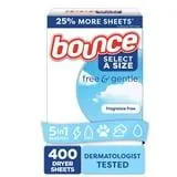 Bounce Select a Size Free & Gentle Dryer Sheets, Unscented, 400 ct.