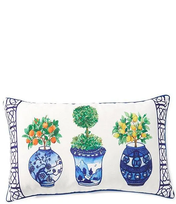 Summer Shop Topiary All-Weather Lumbar Pillow